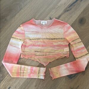 SUPERDOWN MESH Long Sleeve Tie-Dye Crop Top